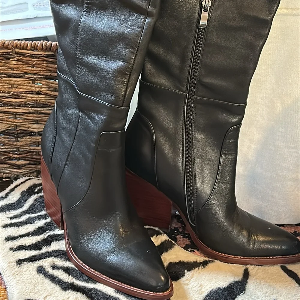 Black Over-the-Knee Leather Boots Silent D by Anthropologie- Like New🖤 - Picture 5 of 5